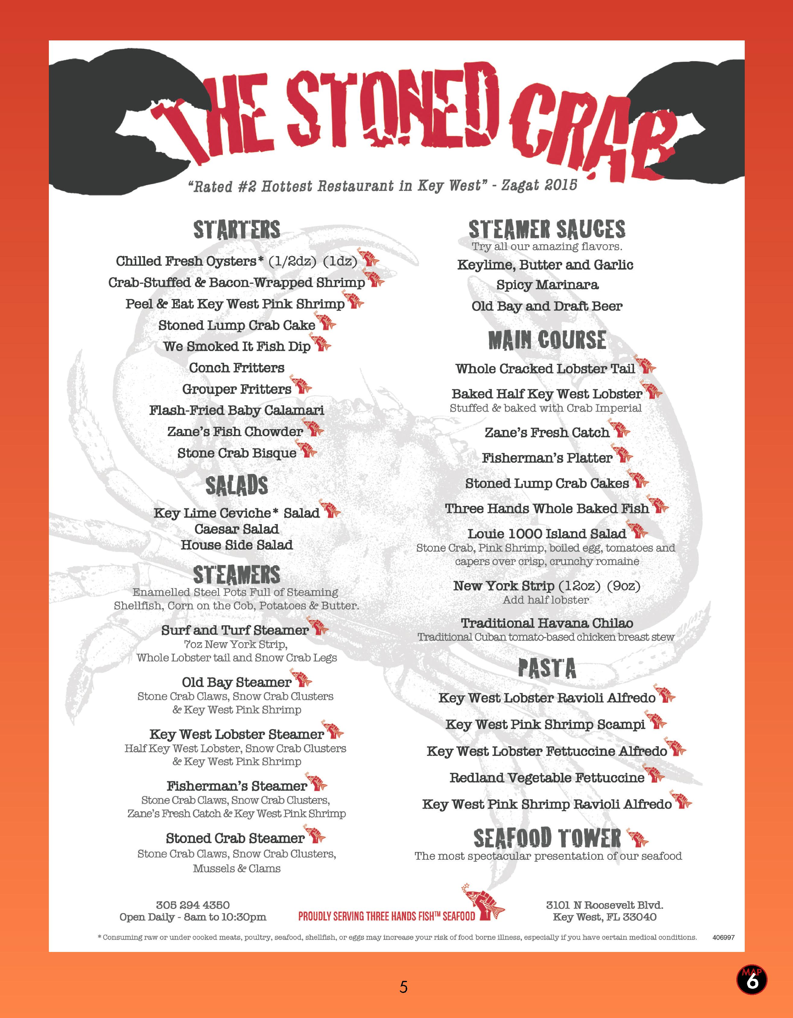 The Stoned Crab Restaurant Menu, Key West – Best Key West Restaurant