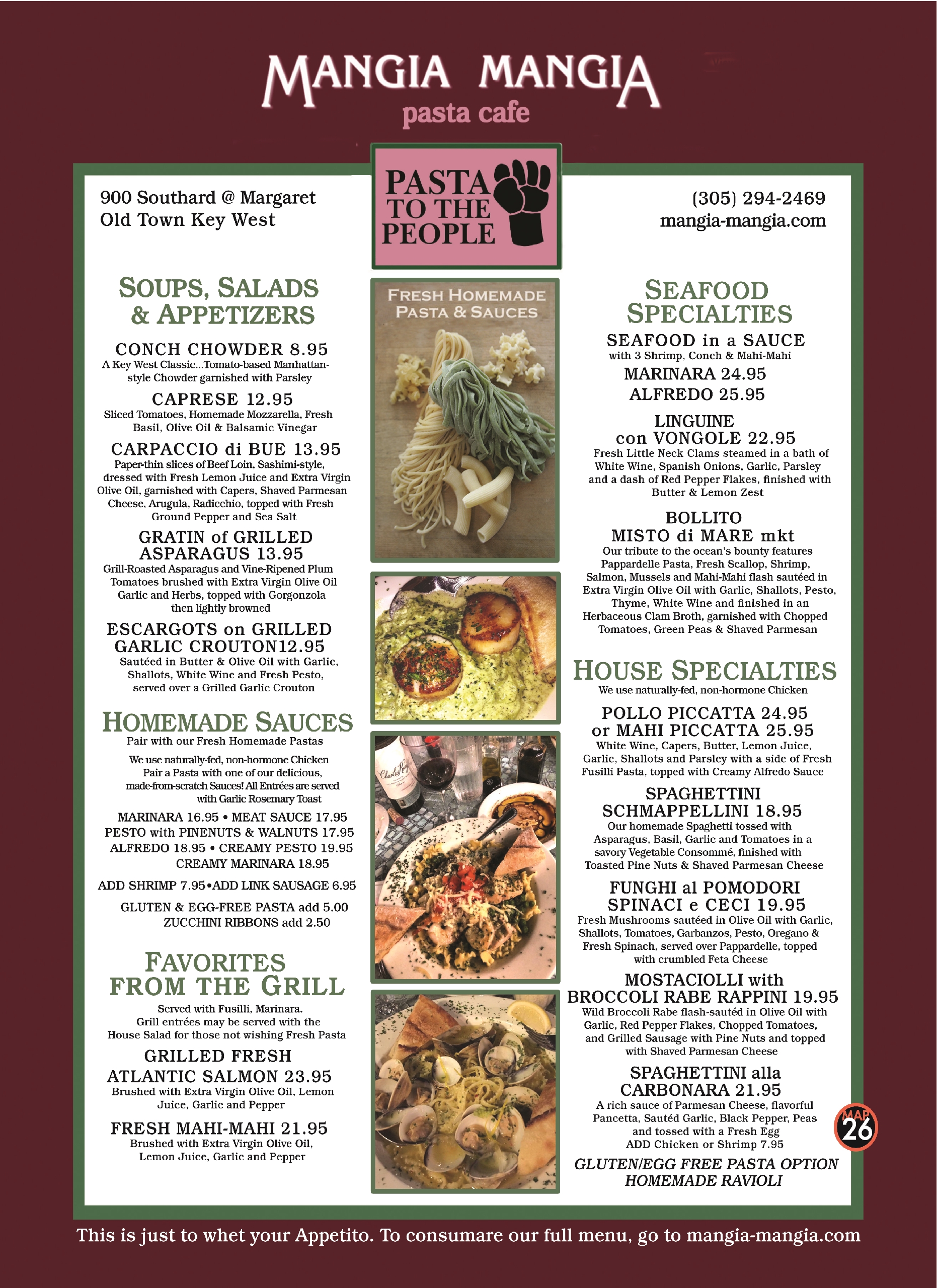 Camille's menu 1a-1b – Best Key West Restaurant Menus – Key West, Florida