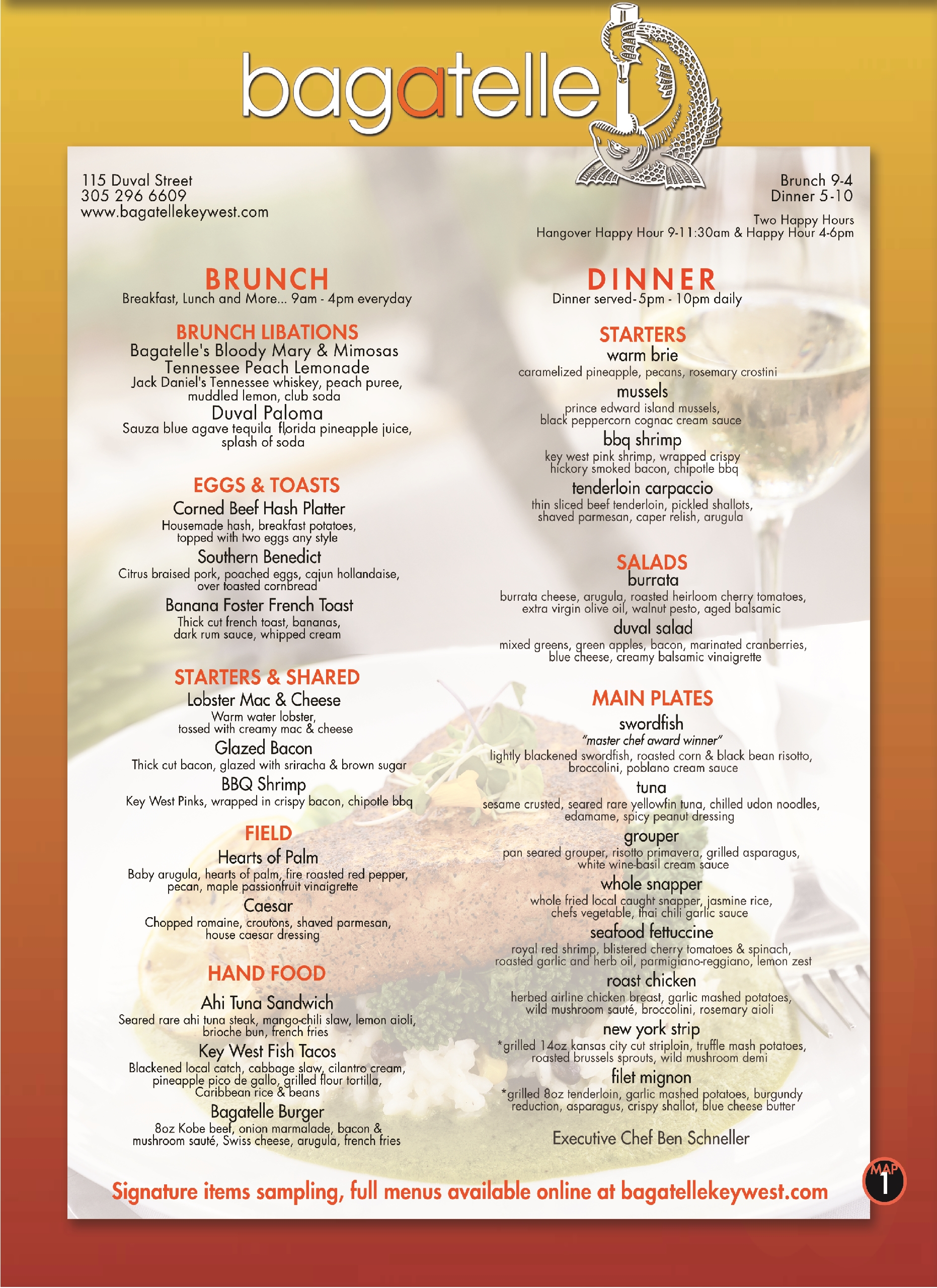 Camille's menu 1a-1b – Best Key West Restaurant Menus – Key West, Florida