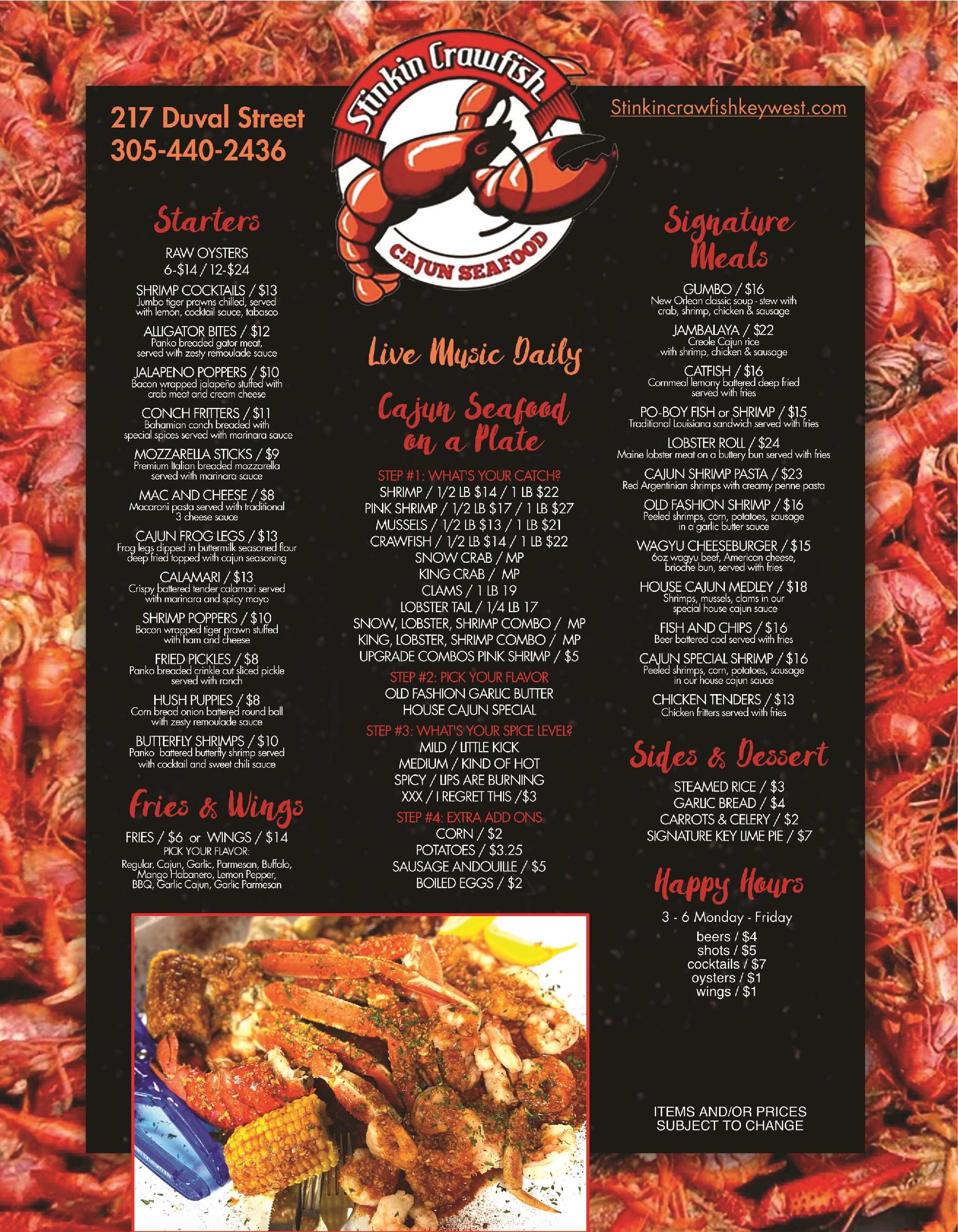 Camille's menu 1a-1b – Best Key West Restaurant Menus – Key West, Florida